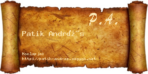 Patik András névjegykártya